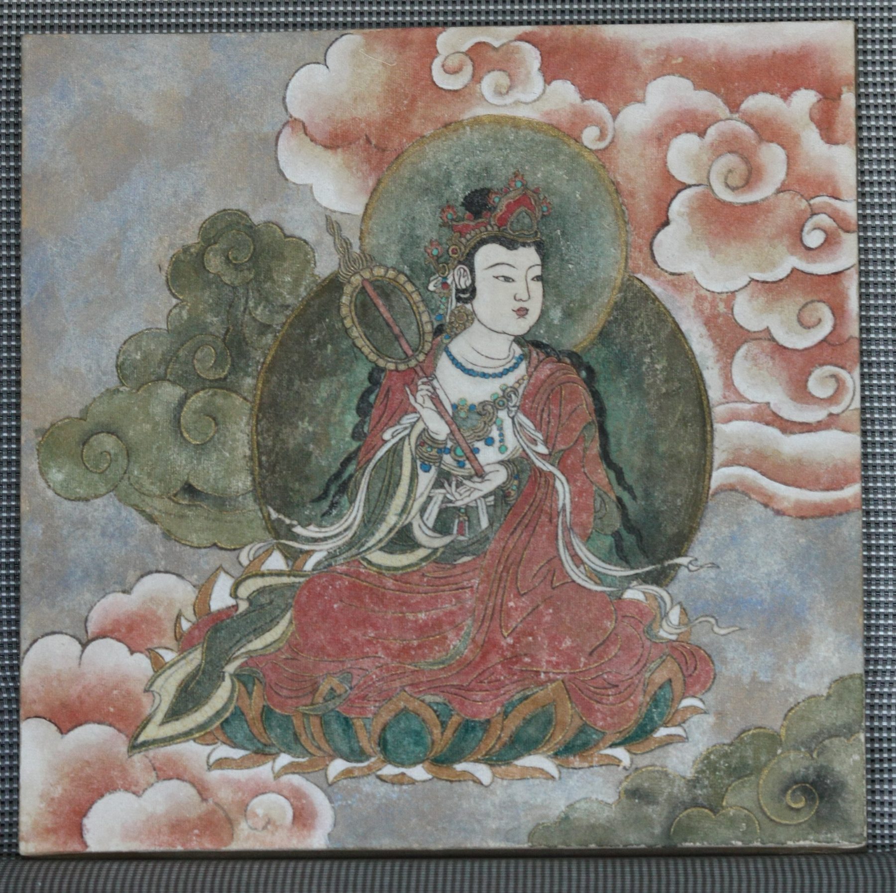 Framed gongbi painting inspired by Fahai Temple mural art